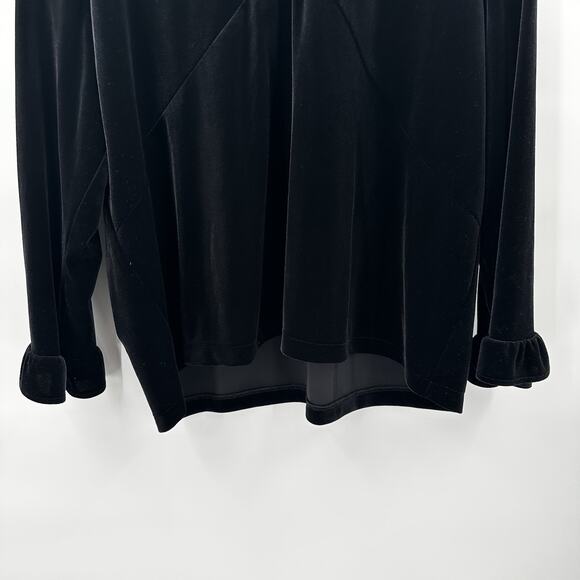 Hot Cotton Marc Ware Top Womens XL Black Velvet Boho Granny Goth Floral Applique - Picture 2 of 10